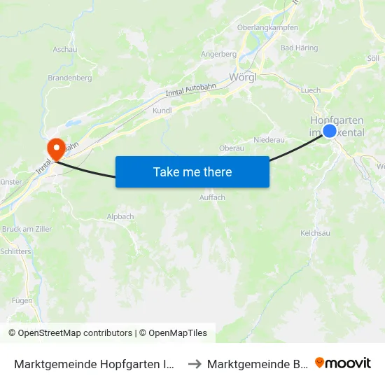 Marktgemeinde Hopfgarten Im Brixental to Marktgemeinde Brixlegg map
