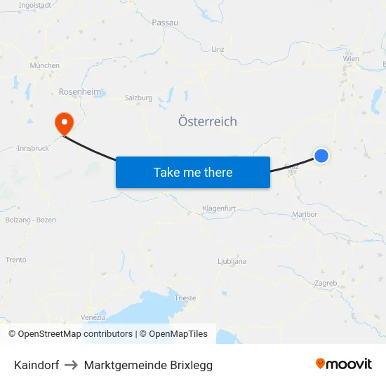 Kaindorf to Marktgemeinde Brixlegg map