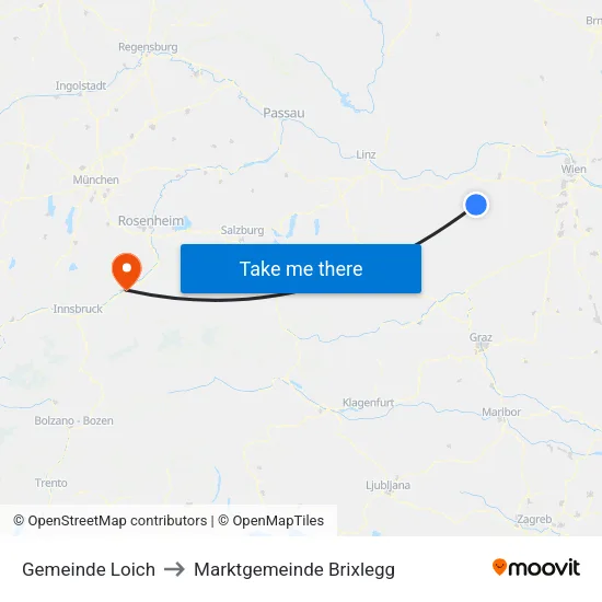 Gemeinde Loich to Marktgemeinde Brixlegg map