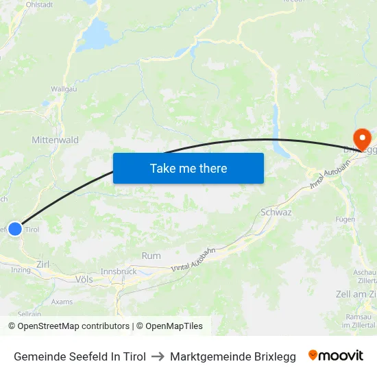 Gemeinde Seefeld In Tirol to Marktgemeinde Brixlegg map