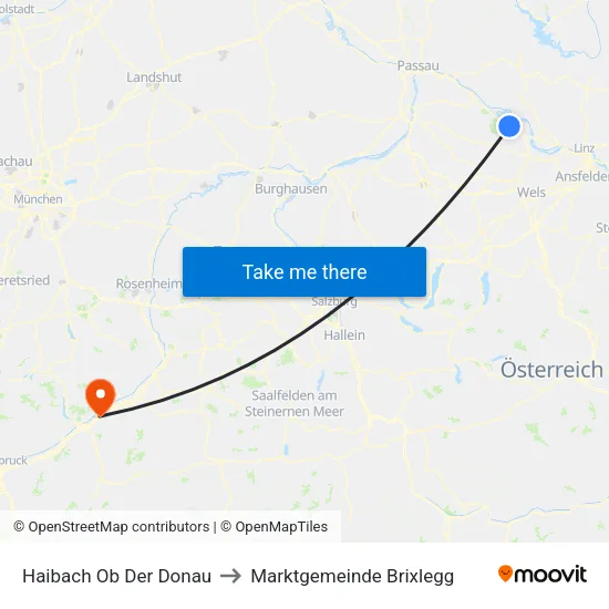Haibach Ob Der Donau to Marktgemeinde Brixlegg map