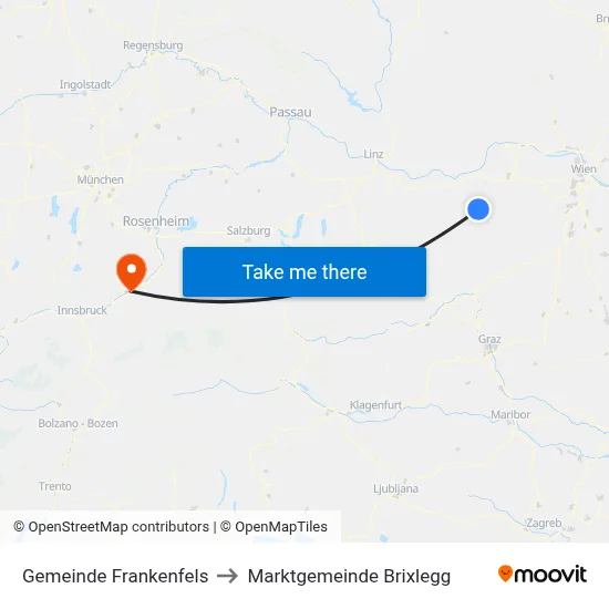 Gemeinde Frankenfels to Marktgemeinde Brixlegg map