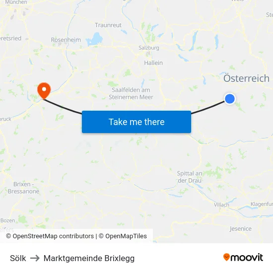Sölk to Marktgemeinde Brixlegg map