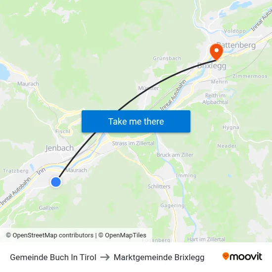 Gemeinde Buch In Tirol to Marktgemeinde Brixlegg map
