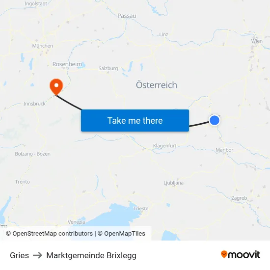 Gries to Marktgemeinde Brixlegg map