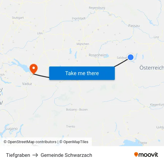 Tiefgraben to Gemeinde Schwarzach map