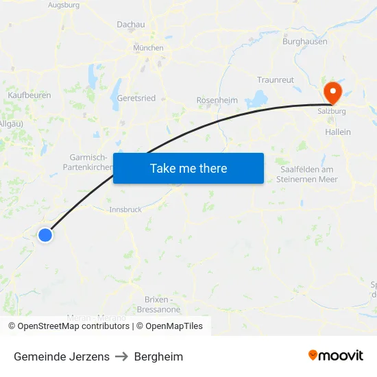 Gemeinde Jerzens to Bergheim map