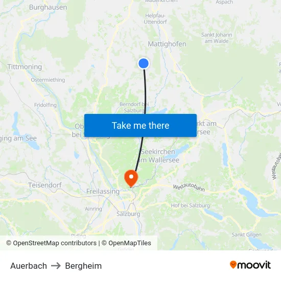 Auerbach to Bergheim map