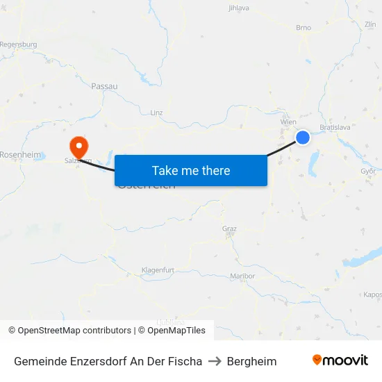 Gemeinde Enzersdorf An Der Fischa to Bergheim map