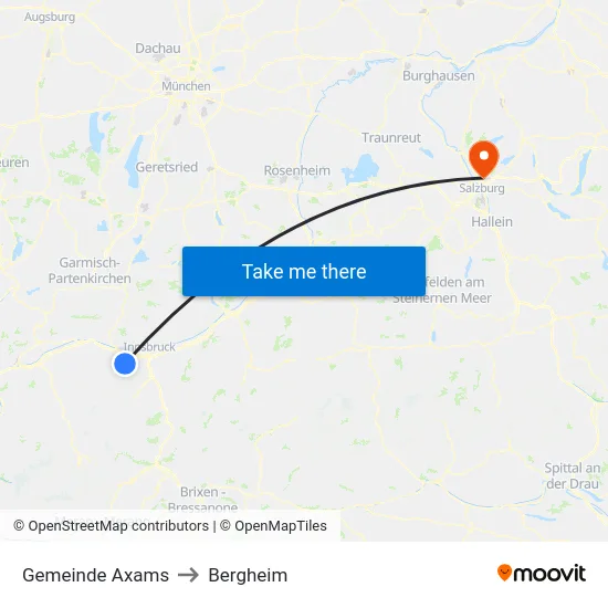 Gemeinde Axams to Bergheim map