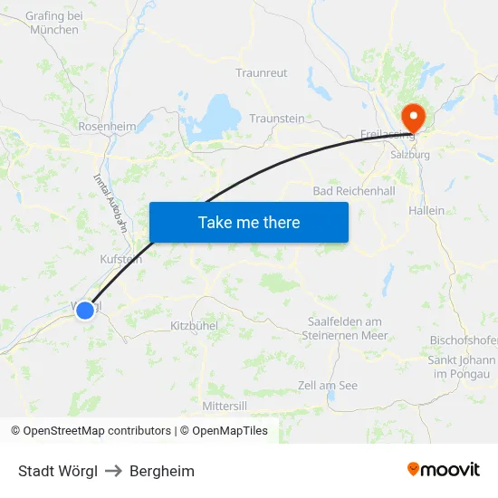 Stadt Wörgl to Bergheim map