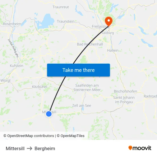 Mittersill to Bergheim map