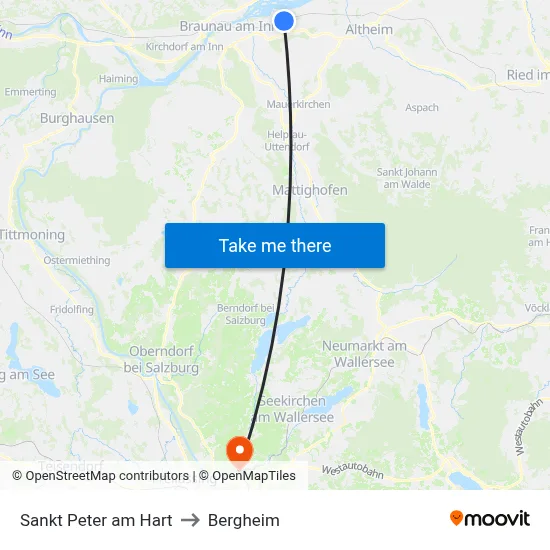 Sankt Peter am Hart to Bergheim map