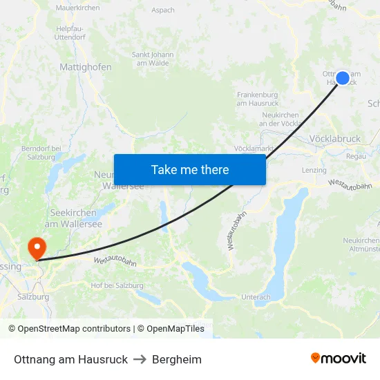 Ottnang am Hausruck to Bergheim map