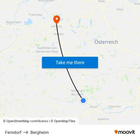Ferndorf to Bergheim map