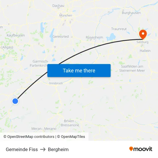 Gemeinde Fiss to Bergheim map