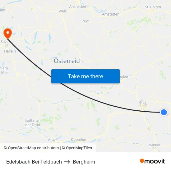 Edelsbach Bei Feldbach to Bergheim map