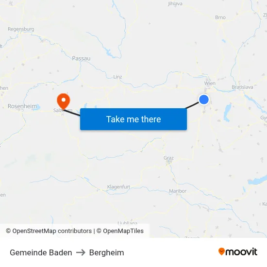 Gemeinde Baden to Bergheim map