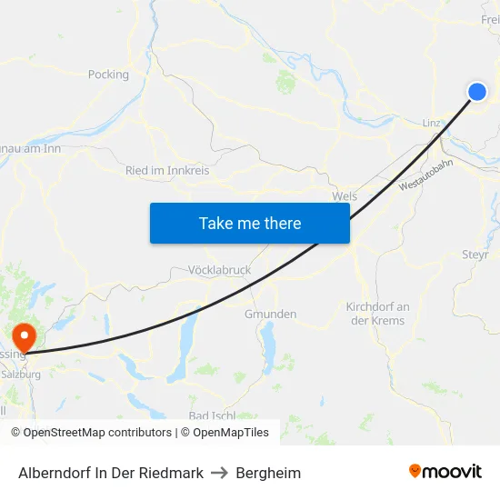 Alberndorf In Der Riedmark to Bergheim map