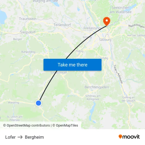 Lofer to Bergheim map