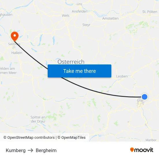 Kumberg to Bergheim map
