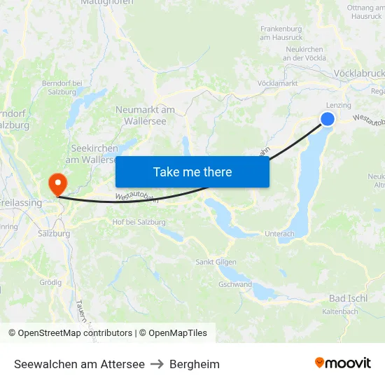 Seewalchen am Attersee to Bergheim map