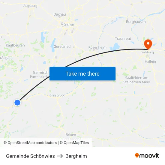 Gemeinde Schönwies to Bergheim map