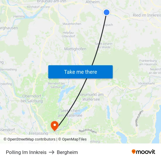 Polling Im Innkreis to Bergheim map