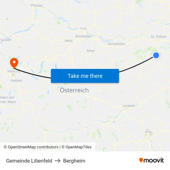 Gemeinde Lilienfeld to Bergheim map