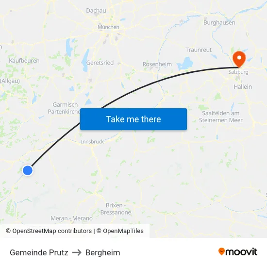 Gemeinde Prutz to Bergheim map