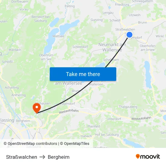 Straßwalchen to Bergheim map