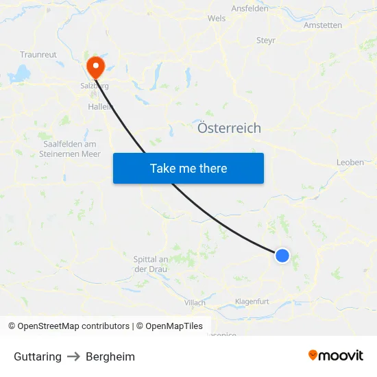 Guttaring to Bergheim map