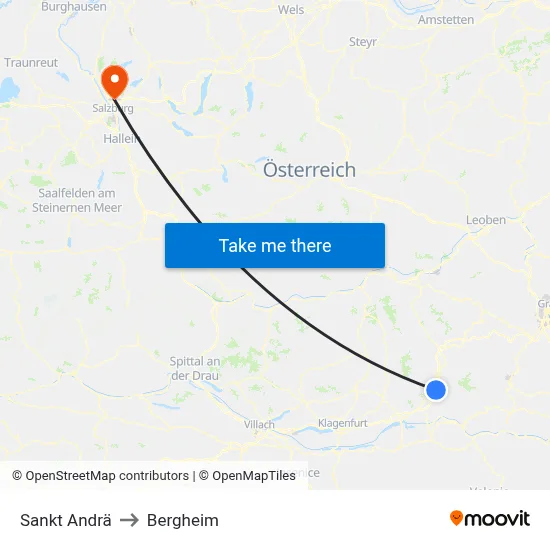 Sankt Andrä to Bergheim map