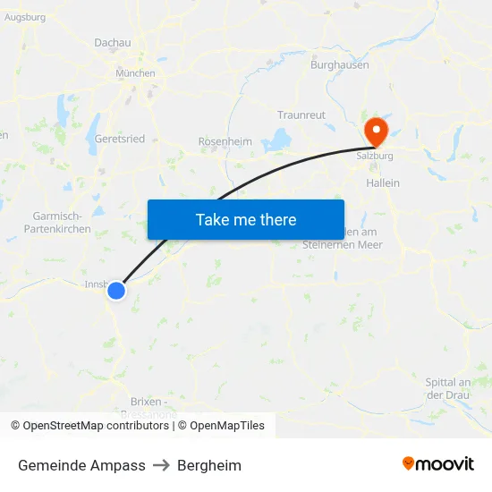 Gemeinde Ampass to Bergheim map