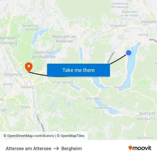 Attersee am Attersee to Bergheim map