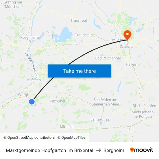 Marktgemeinde Hopfgarten Im Brixental to Bergheim map