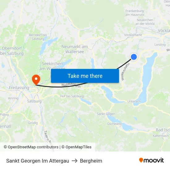 Sankt Georgen Im Attergau to Bergheim map
