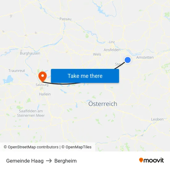 Gemeinde Haag to Bergheim map