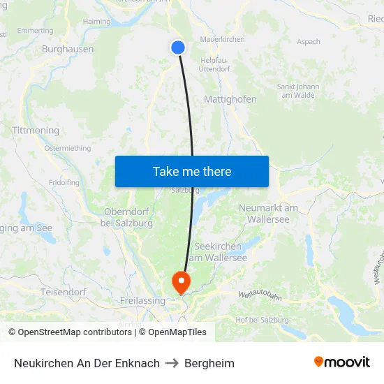 Neukirchen An Der Enknach to Bergheim map
