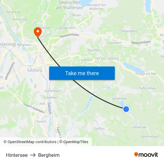 Hintersee to Bergheim map