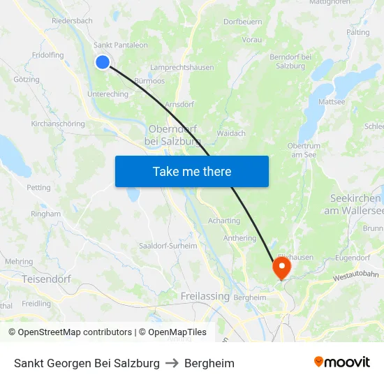 Sankt Georgen Bei Salzburg to Bergheim map