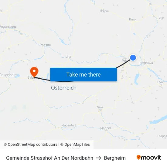 Gemeinde Strasshof An Der Nordbahn to Bergheim map