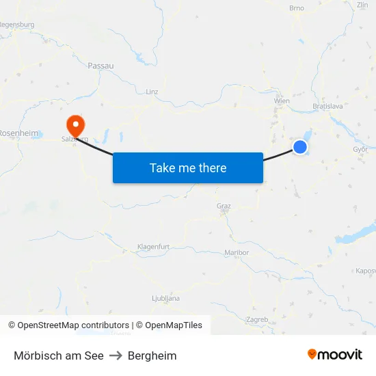 Mörbisch am See to Bergheim map