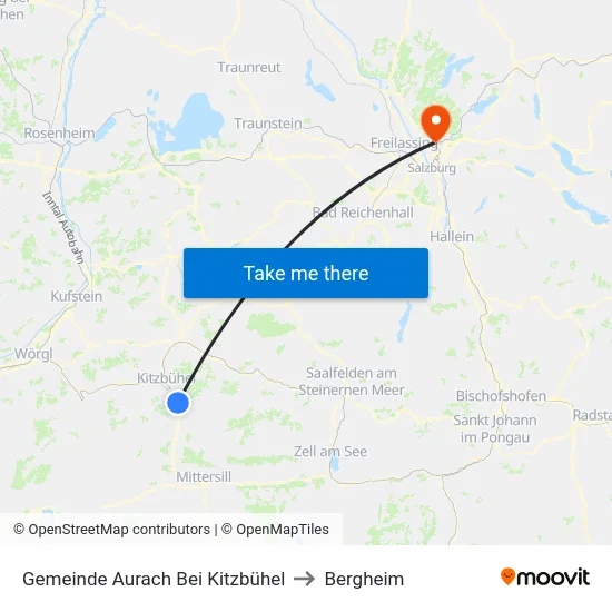 Gemeinde Aurach Bei Kitzbühel to Bergheim map