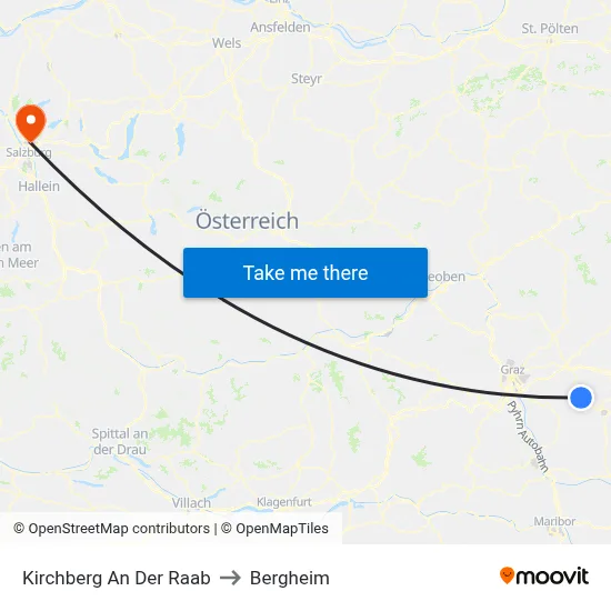 Kirchberg An Der Raab to Bergheim map