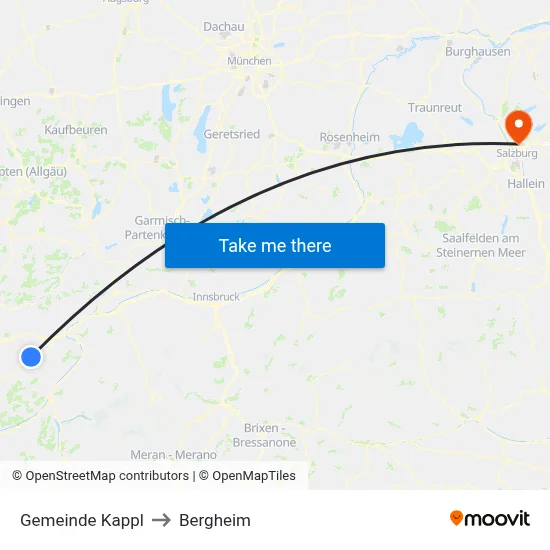 Gemeinde Kappl to Bergheim map