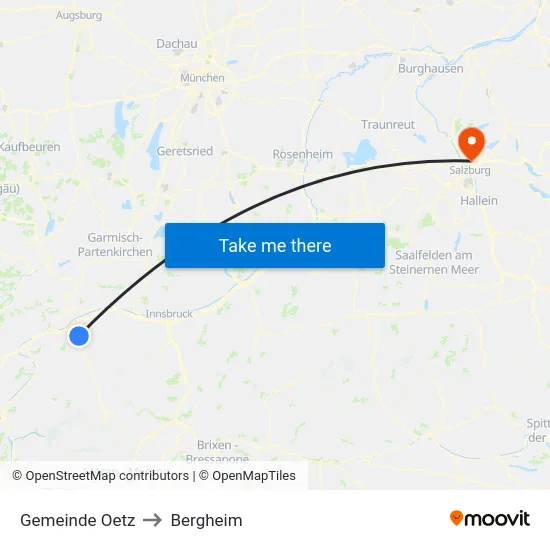 Gemeinde Oetz to Bergheim map