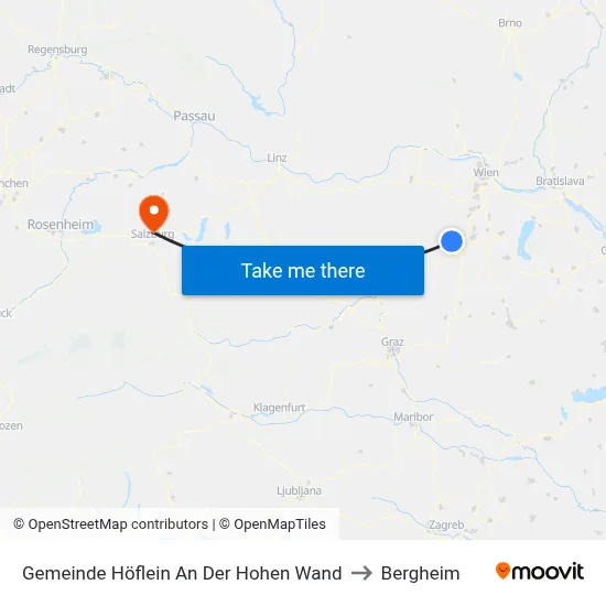 Gemeinde Höflein An Der Hohen Wand to Bergheim map