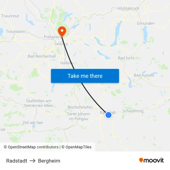 Radstadt to Bergheim map