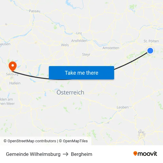 Gemeinde Wilhelmsburg to Bergheim map